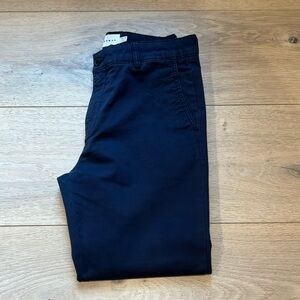 Topman Flat Front Cotton Dress Pants in Navy Blue Size 32x30